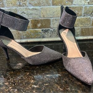 Nicole Miller Black Glitter Heels